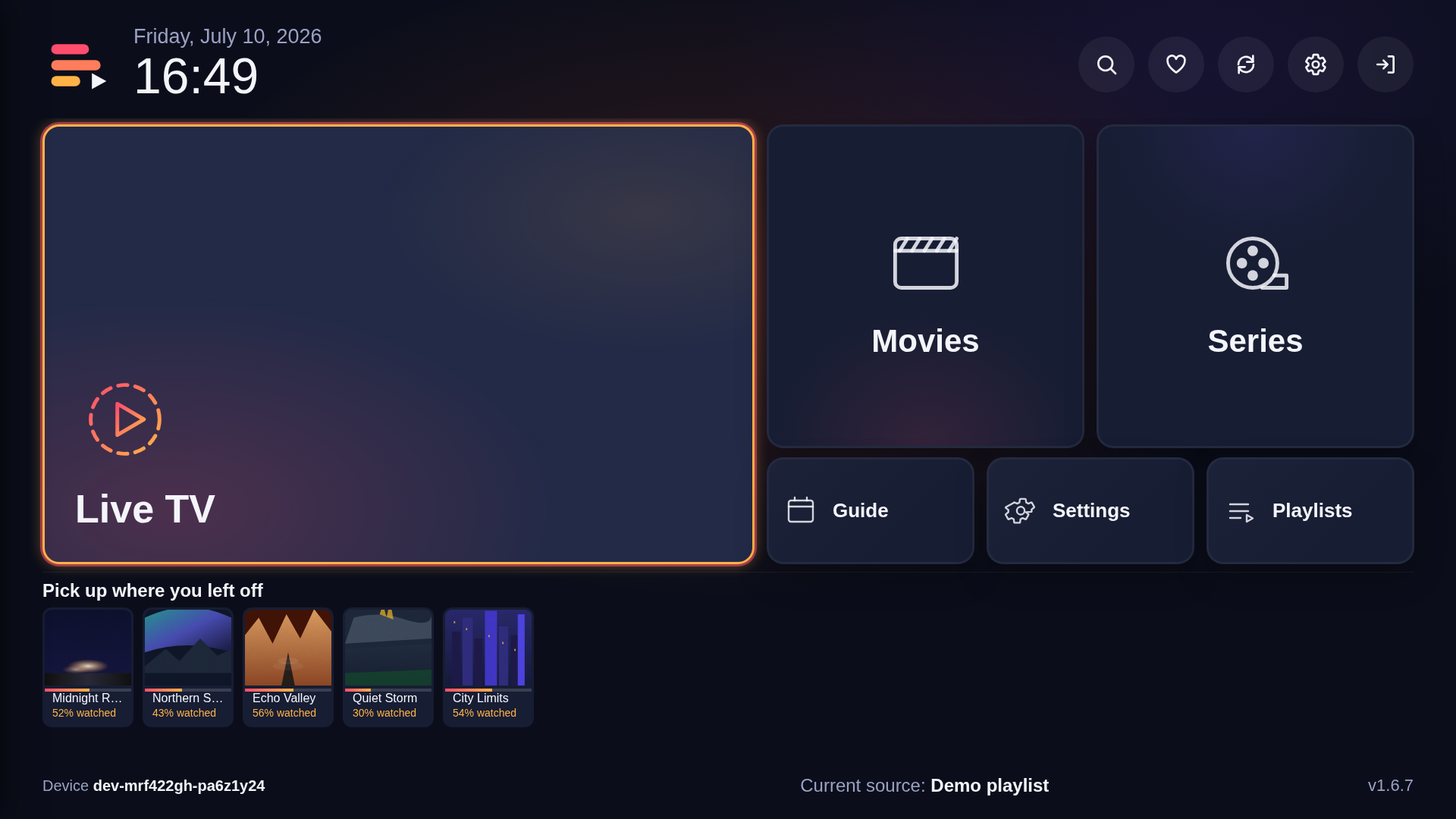 IPTV Spree classic tile dashboard