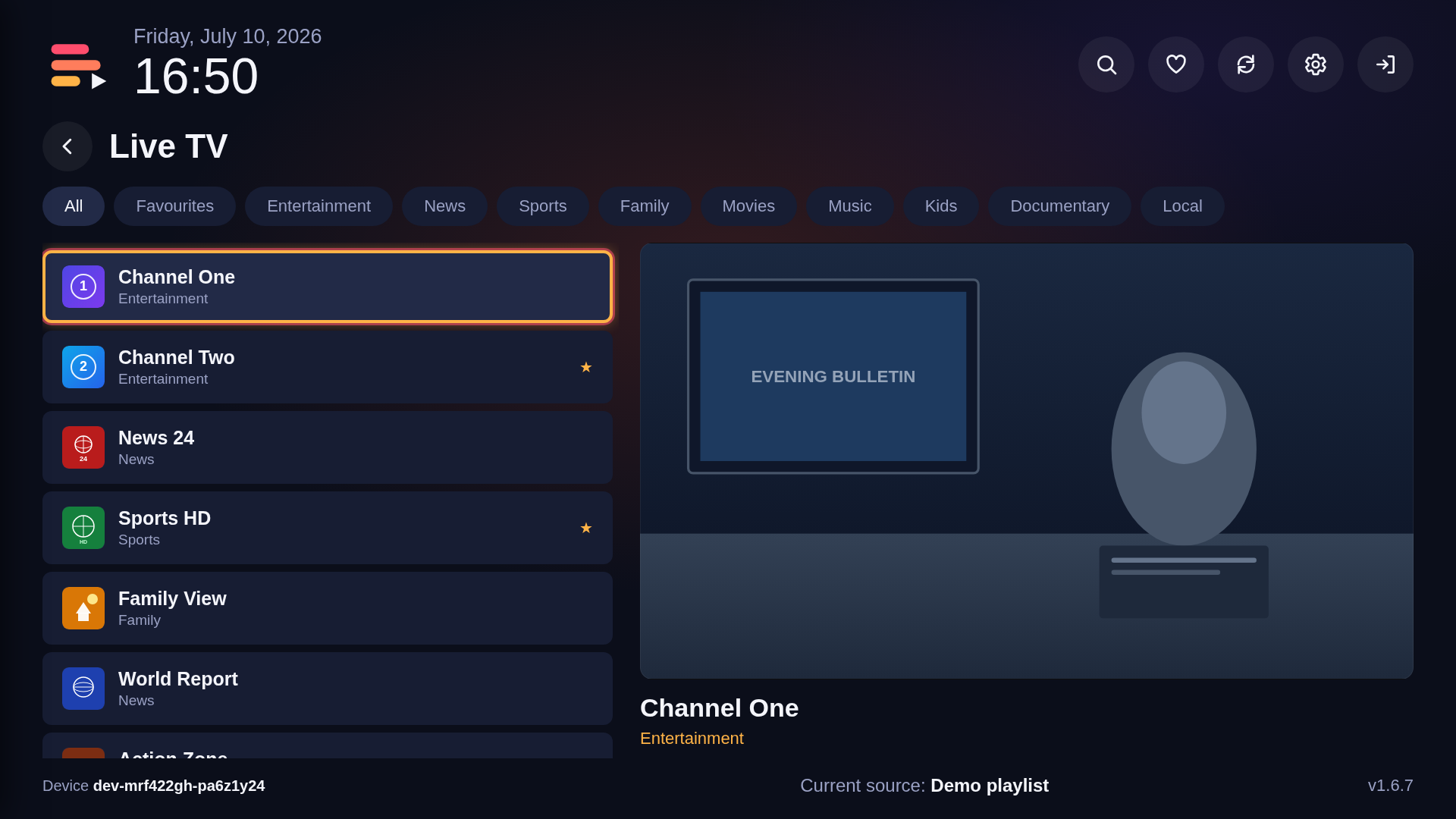 IPTV Spree live TV with channel list and preview