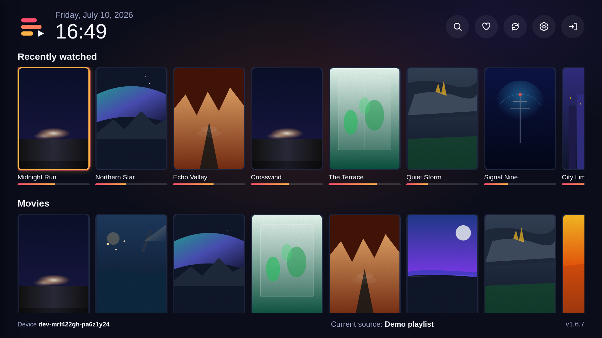 IPTV Spree overview dashboard on Samsung TV